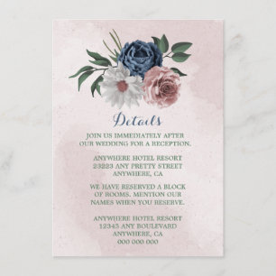pink blue white floral greenery details enclosure card