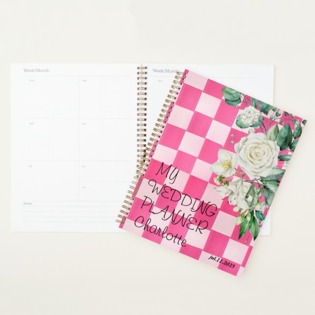 pink blue white floral greenery wedding planner (Display)