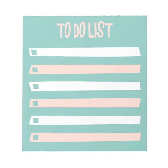 Pink Blue White Simple To Do Checklist Notepad (Front)