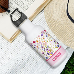 Pink Blue Wild Flowers Design For Woman and Girls  532 Ml Water Bottle