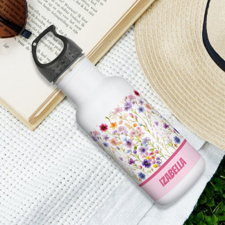 Pink Blue Wild Flowers Design For Woman and Girls 532 Ml Water Bottle