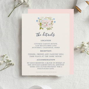 Pink Blue Wildflowers Romantic Garden Wedding Enclosure Card