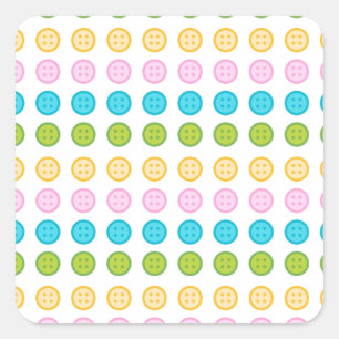 Pink blue yellow button pattern accessories trendy square sticker