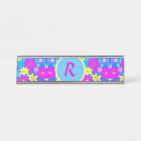 Pink blue yellow flower pattern background add nam