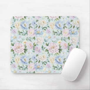 Pink Blue Yellow Flowers Mouse Pad