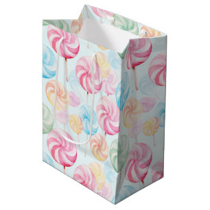 Pink Blue Yellow Green Orange Lollipops Birthday Medium Gift Bag