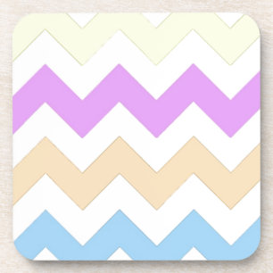 pink, blue, yellow pastel colour zigzag strips coaster