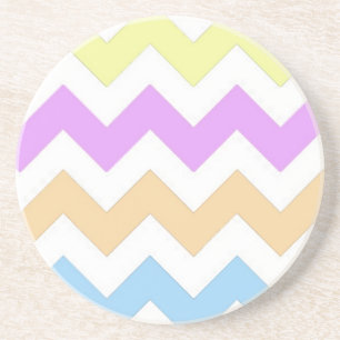 pink, blue, yellow pastel colour zigzag strips coaster
