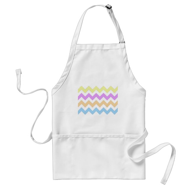 pink, blue, yellow pastel colour zigzag strips standard apron (Front)