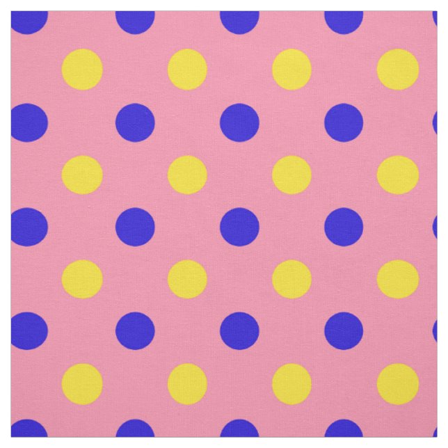 Pink Blue Yellow Polka Dots Design  Fabric (Swatch)