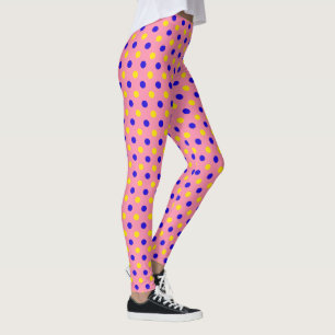 Pink Blue Yellow Polka Dots Design Leggings