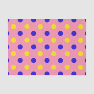 Pink Blue Yellow Polka Dots Design Tissue Paper