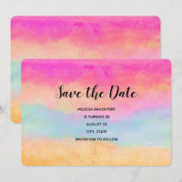 Pink Blue Yellow Rainbow Abstract Stripes Birthday