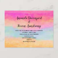 Pink Blue Yellow Rainbow Abstract Stripes Wedding