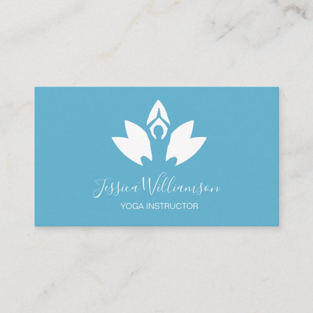 Pink Blue Yoga Instructor Custom Business Card (Front)