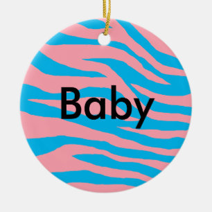 Pink & Blue Zebra Ceramic Tree Decoration