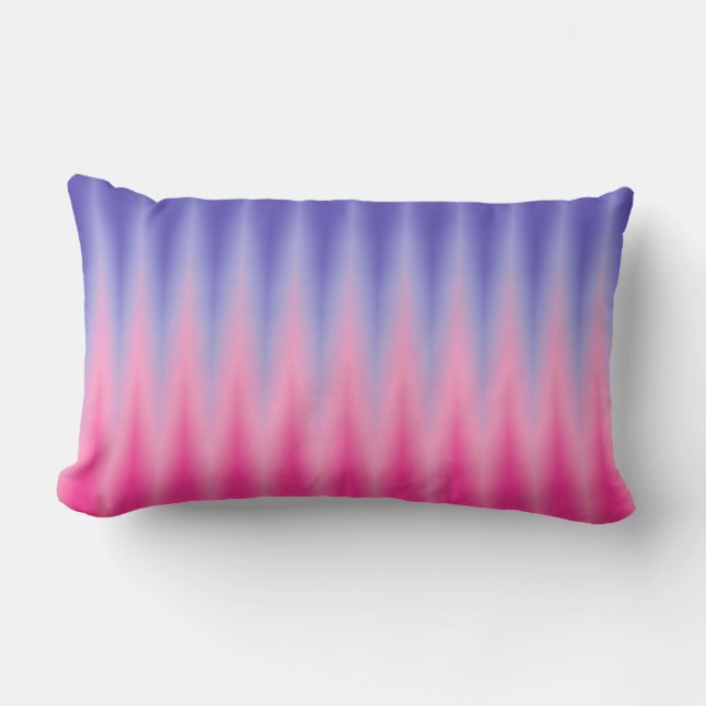 Pink Blue ZigZag Ikat Print Lumbar Cushion (Front)