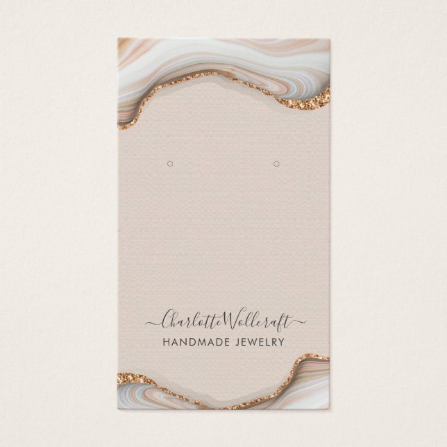 Pink Blush Agate Geode Earring Display Card (Front)