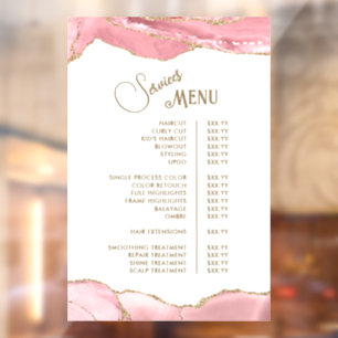Pink Blush Agate Services Menu