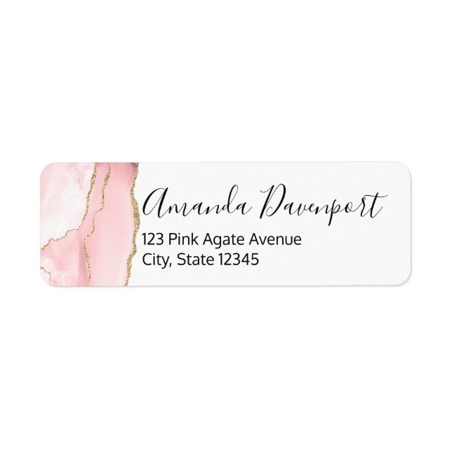 Pink Blush Agate with Gold Ribbon Elegant (Front)