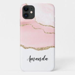 Pink Blush Agate with Gold Ribbon Elegant Case-Mate iPhone Case