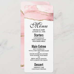 Pink Blush Agate with Gold Ribbon Elegant Invitation