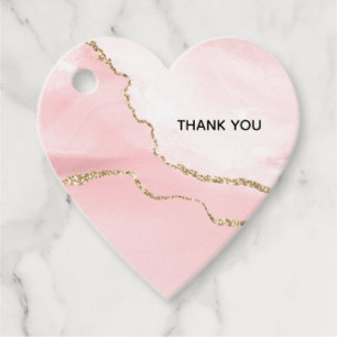 Pink Blush Agate with Gold Ribbon Thank You Favour Tags