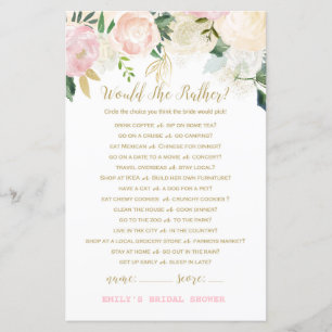 Pink Blush and Gold Bridal Shower Game PRINTED