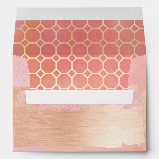 Pink Blush and Gold Romance Wedding Envelope (Back (Bottom))