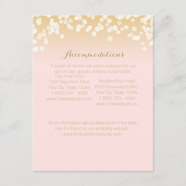 Pink Blush and Gold Sparkle Information Card (Front)