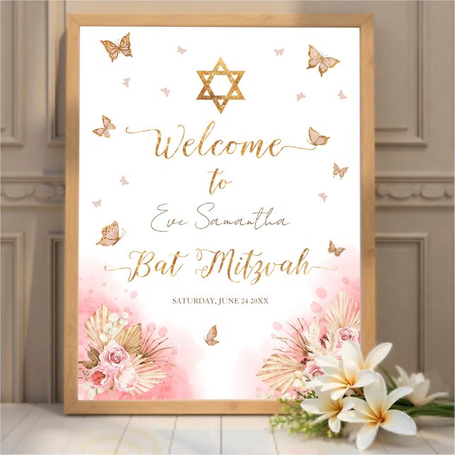 Pink Blush Bat Mitzvah Welcome Sign Foam Board (Creator Uploaded)