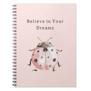 Pink Blush Black Ladybug Notebook