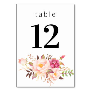 Pink Blush Blooming Floral 3- White Table Number