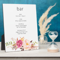 Pink Blush Blooming Floral Bar Sign Easel