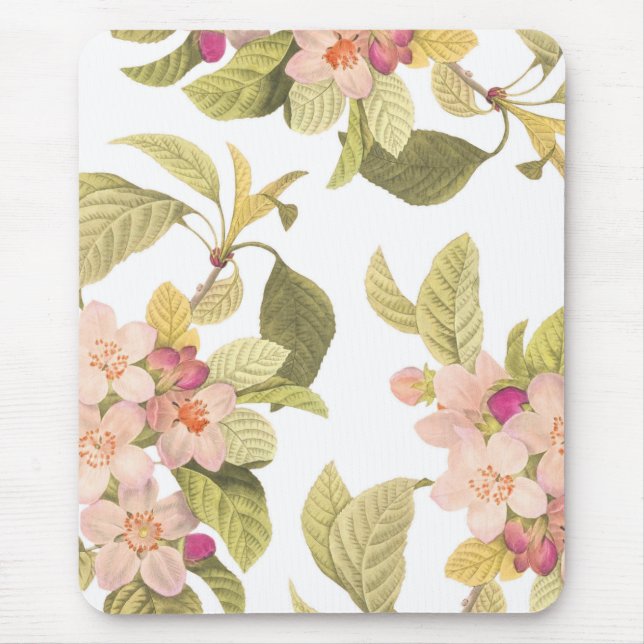 Pink Blush Blooming Summer Floral Botanica Mouse Pad (Front)