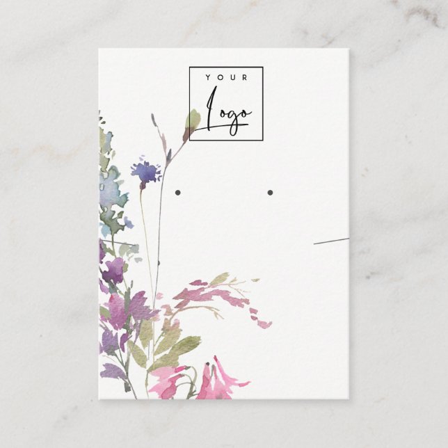 Pink Blush Blue Bell Floral Bunch Earring Necklace Business Card (Front)