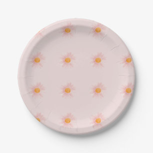 Pink Blush Boho Daisy Birthday Party Paper Plate