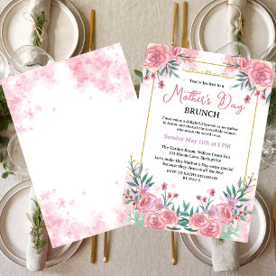 Pink Blush Botanical Floral Mother's Day Brunch Invitation