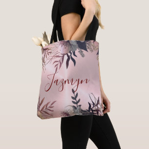 Pink Blush Botanical Personalized Tote Bag