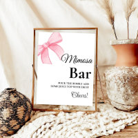 Pink Blush Bow Bridal Shower mimosa bar sign
