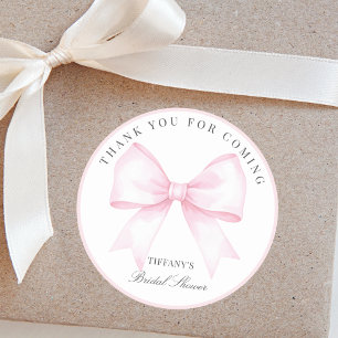 Pink Blush Bow Bridal Shower Thank You For Coming Classic Round Sticker