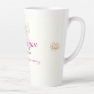 Pink Blush Bow Princess Ribbon Thank Latte Mug