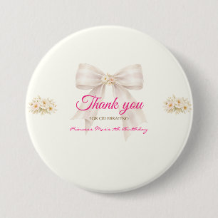 Pink Blush Bow Princess Ribbon Thank You Pin