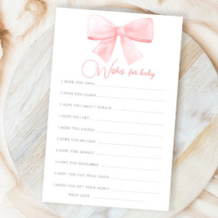 Pink Blush Bow Wishes For Baby Shower Game