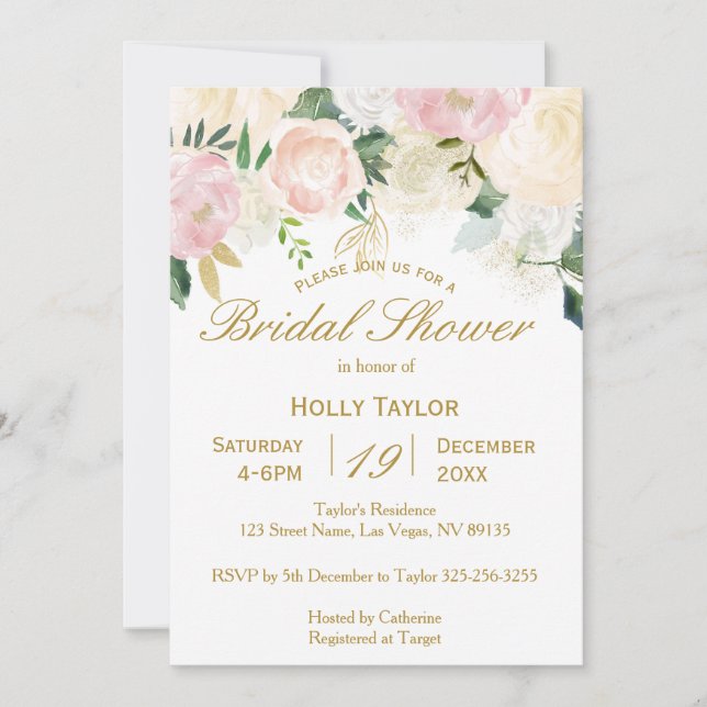 Pink Blush Bridal Shower Invitation (Front)
