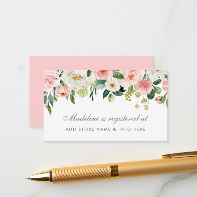 Pink Blush Bridal Shower Registry Insert Card (Front/Back In Situ)