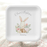 Pink Blush Bunny Rabbit Girl Baby Baptism<br><div class="desc">Elegant and sweet watercolor baby baptism with soft pastel coloured flowers and the sweetest ever bunny rabbit.  Personalised with name and date make this extra special for baby’s big day. Matching products available. 100% customer satisfaction with “Zazzle”</div>