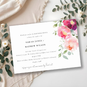 Pink Blush Burgundy Rose Rehearsal Dinner Invitation