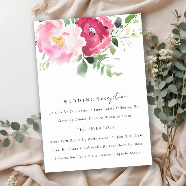 Pink Blush Burgundy Rose Wedding Reception Enclosure Card (Creator Uploaded)