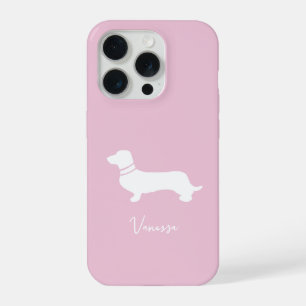Pink blush champagne custom modern dachsund iPhone 15 pro case